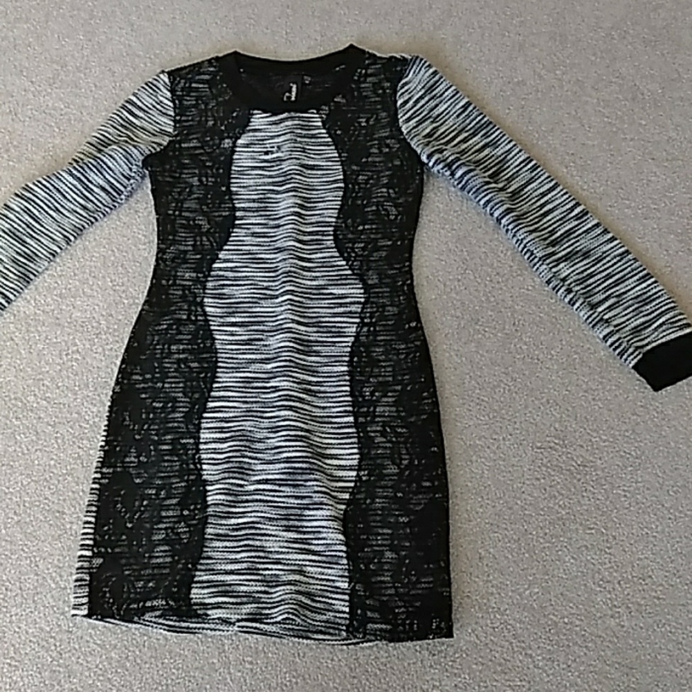 Black grey and cream sweater dress